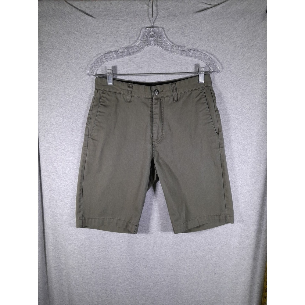 Volcom Olive Green Shorts Casual Chino‎ Style Flat Front Mens Size 30